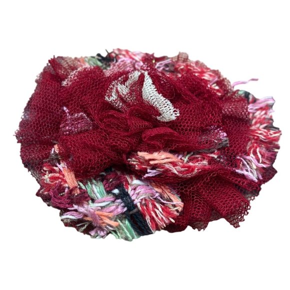 Vintage Chanel Red Tulle and Tweed Brooch - Picture 4 of 6